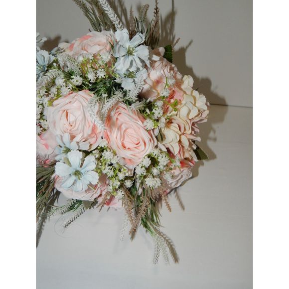 LESING Bridal Wedding Bouquet -Artificial Rose, Hydrangea, Baby's Breath Thistle - Picture 8 of 15